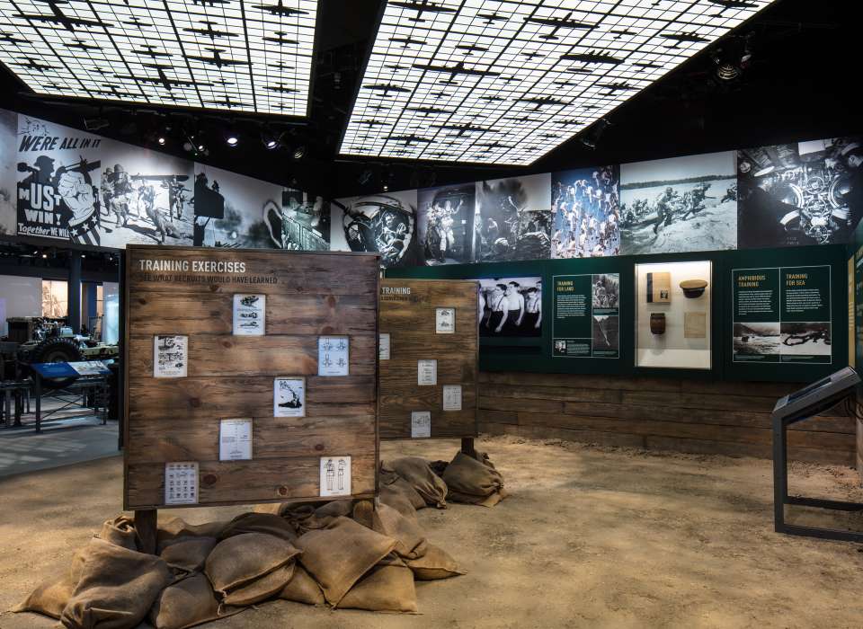 Citizens to Warriors gallery training exercises panel, Arsenal of Democracy